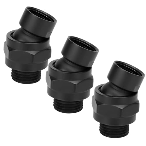 SWTHM Duschkopf-Drehkugel-Adapter, 360° verstellbare Duscharmverlängerung, schwarz, verchromte Oberfläche, 2 Einstellungen, inklusive 3 x Duschkopf-Drehanschluss, 3 Stück von SWTHM