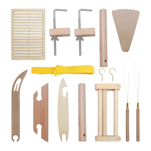 Weven Shuttle Kit, 20 Pcs Set Houten Afgeschuinde Inkle Weven Shuttle Kit Breibord Warping Pegs en Klem Warping Klem Weven Accessoires voor beginners von SWTHM