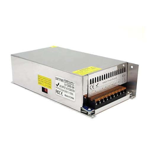 DC 24V 50A 1200W Schaltnetzteil AC 110V/230V auf DC 24V Netzteil,Transformator mit konstanter Spannung, geeignet für LED-Streifen, Kameras, Überwachungssysteme, Beleuchtungsprojekte (DC24V-50A-1200W) von SWTPWR
