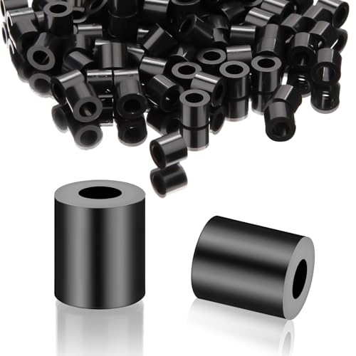 SWTYExt 100 Stück Runde Abstandshalter Nylon Unterlegscheiben M3-7X6mm ABS Distanzhülsen Kunststoff Schwarz Abstandshalter Wand Isolierung Beilagscheiben ohne Gewinde Abstandshülsen für Schrauben von SWTYExt