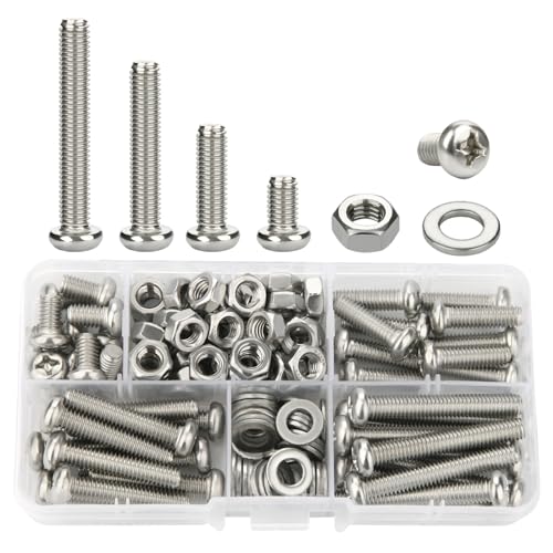 SWTYExt 120 Stück M6 Schrauben Set 304 Edelstahl A2-70 Schraubenset mit Muttern und Unterlegscheiben Sortiments für Kreuzschlitzschrauben Linsenkopfschrauben Gewindeschrauben Mechanische Wartung von SWTYExt