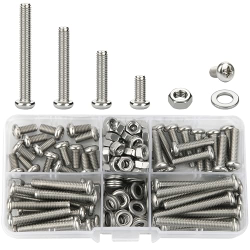 SWTYExt 180 Stück M5 Schrauben Set 304 Edelstahl A2-70 Schraubenset mit Muttern und Unterlegscheiben Sortiments für Kreuzschlitzschrauben Linsenkopfschrauben Gewindeschrauben Mechanische Wartung von SWTYExt