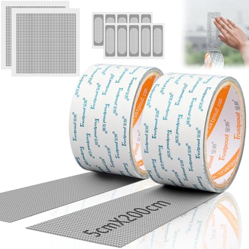 SWTYExt 2 Rollen Fliegengitter Reparatur Klebeband 5cmx2m Fliegengitter Klebeband Stark Haftender Insektenschutz Reparaturset Fliegengitter für Fenster Türen Camping-Zelte Haustiergitter von SWTYExt