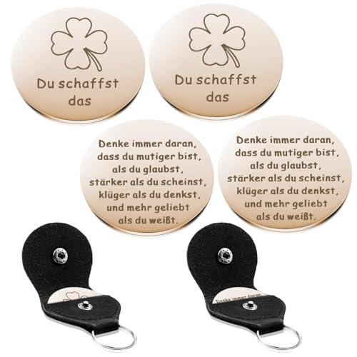 SWTYExt 2 Sets Motivierend Tasche Umarmung Glücksbringer - Du Schaffst Das, Mutmacher Geschenk Glücksbringer mit Tasche Pocket Hug Gute Besserung Geschenke für Familie Frauen Jungen Patient(Roségold) von SWTYExt