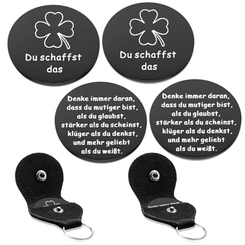 SWTYExt 2 Sets Motivierend Tasche Umarmung Glücksbringer - Du Schaffst Das, Mutmacher Geschenk Glücksbringer mit Tasche Pocket Hug Gute Besserung Geschenke für Familie Frauen Jungen Patient(Schwarz) von SWTYExt