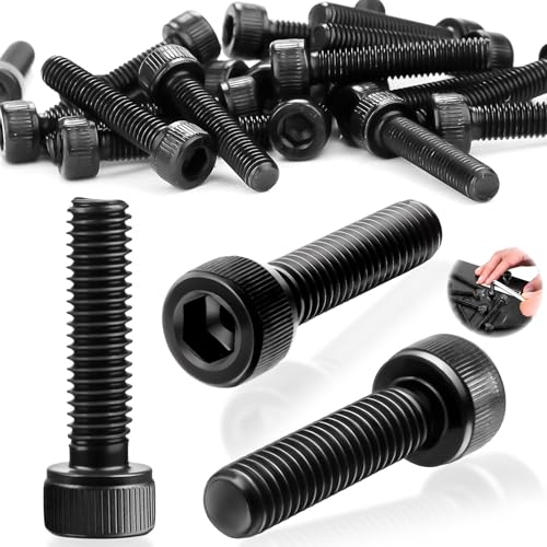 SWTYExt 20 Stück Zylinderschrauben mit Innensechskant M8x30mm Schrauben Kohlenstoffstahl Sechskant Innensechskantschraube Vollgewinde Sechskantschrauben Schwarz Inbusschrauben für Möbelreparatur von SWTYExt
