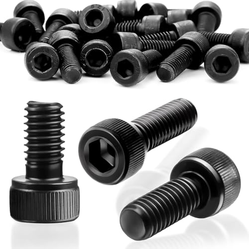 SWTYExt 30 Stück Zylinderschrauben mit Innensechskant M8x20mm Schrauben Kohlenstoffstahl DIN 912 Zylinderkopfschrauben Vollgewinde Inbusschrauben Schwarz Maschinenschrauben für Befestigungselemente von SWTYExt