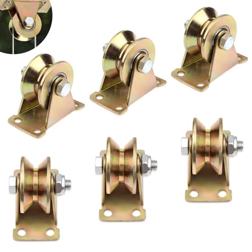SWTYExt 32mm Umlenkrolle 6 Stück Umlenkrollen für Seile V-Nut-Stahl-Lenkrolle Seilrollen 1.2 Zoll Schwerlastrollen Tragkraft 200kg für Schiebetür Flaschenzugsystem Rolltore Wäscheleine Drahtseile von SWTYExt