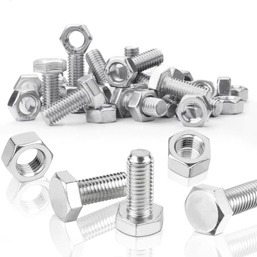SWTYExt 50 Sätze Sechskantschrauben M5x10 mm Bolzen und Sechskantmutter Set DIN 933/ISO 4017 Edelstahlschrauben A2 V2A Schrauben Außensechskant Vollgewinde Maschinenschrauben von SWTYExt