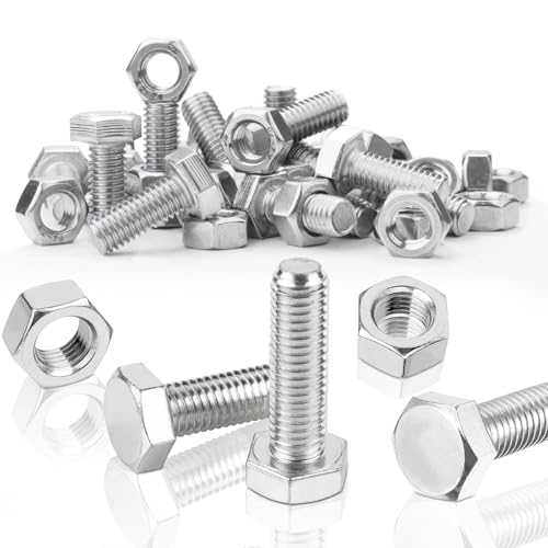 SWTYExt 50 Sätze Sechskantschrauben M6 x 16 mm Bolzen und Sechskantmutter Set DIN 933 / ISO 4017 Edelstahlschrauben A2 V2A Außensechskant Vollgewinde Schrauben mit Metrischem Maschinenschrauben von SWTYExt