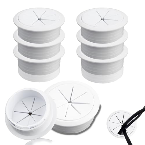 SWTYExt 50mm Kabeldurchführung Schreibtisch 6 Stück Kabeldurchlass Weiß Schreibtisch Kabelauslass Kunststoff Tisch Kabeldurchführung Kabeldurchlass für Schreibtisch Schule Büro Organisiert Kabel von SWTYExt