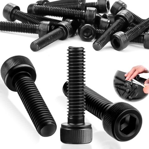 SWTYExt 60 Stück Sechskant Innensechskantschraube M6x20mm Zylinderschrauben mit Innensechskant Schrauben Kohlenstoffstahl Vollgewinde Sechskantschrauben Schwarz für Möbelreparatur von SWTYExt