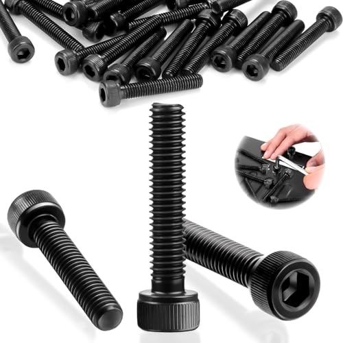 SWTYExt M6 Sechskant Innensechskantschraube, 60 Stück Zylinderschrauben mit Innensechskant DIN 912 Schrauben Kohlenstoffstahl Vollgewinde Sechskantschrauben Schwarz Zylinderkopfschrauben(M6x30mm) von SWTYExt