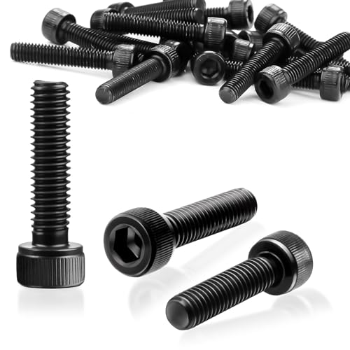 SWTYExt 60 Stück Zylinderschrauben mit Innensechskant M5x25mm Schrauben DIN 912 Sechskant Innensechskantschraube Kohlenstoffstahl Vollgewinde Schwarz Maschinenschrauben Inbusschrauben von SWTYExt