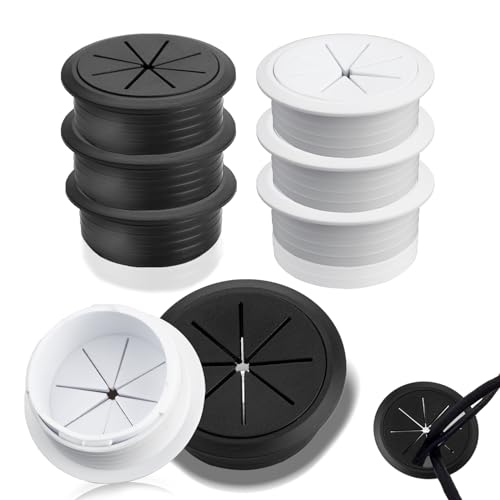 SWTYExt 60mm Kabeldurchführung Schreibtisch 6 Stück Kabeldurchlass Weiß & Schwarz Tisch Kabeldurchführung Kunststoff Kabeldurchlass Schreibtisch für Schreibtisch Schule Büro Zuhause Organisiert Kabel von SWTYExt