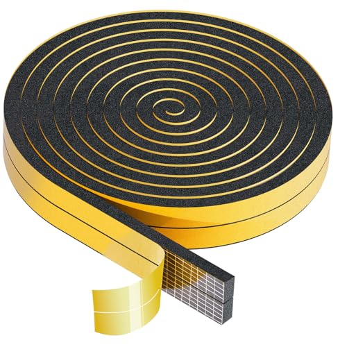 SWTYExt 6m Moosgummi Selbstklebend 12mm(B) x10mm(D) Dichtband Selbstklebend Schaumstoffstreifen Dichtung Selbstklebend Schaumstoffband Schwarz Moosgummi Dichtung für Fenster Tür Kochfelder von SWTYExt