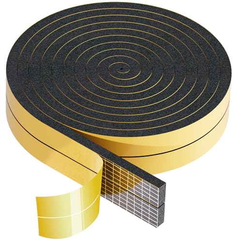 SWTYExt 6m Moosgummi Selbstklebend 20mm(B) x10mm(D) Dichtband Selbstklebend Schaumstoffstreifen Dichtung Selbstklebend Schaumstoffband Schwarz Moosgummi Dichtung für Fenster Tür Kochfelder von SWTYExt