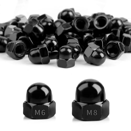 SWTYExt 70 Stück Hutmuttern M6/M8 Hutmutter DIN 1587 Schwarz Hohe Form Hochwertige Kappenmuttern Sechskant Hutmuttern Hartmetall Stahl für Fahrrad Schrauben Gewindestangen SWTYExt 70 Stück Hutmuttern M6/M8 Hutmutter DIN 1587 Schwarz Hohe Form Hochwertige Kappenmuttern Sechskant Hutmuttern Hartmetall Stahl für Fahrrad Schrauben Gewindestangen von SWTYExt