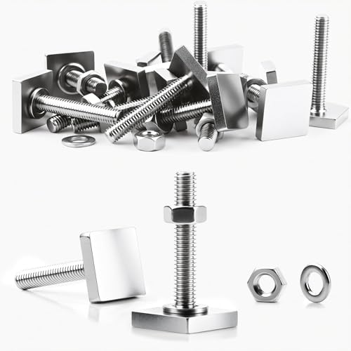 SWTYExt 8 Stück T-Nut Adapter Nutensteine M6x35mm Kompatibel für Thule Dachbox Halterung Nutensteine M6 Edelstahl mit Muttern Unterlegscheiben für Relingträger Fahrradträger Dachträger 20x20mm von SWTYExt
