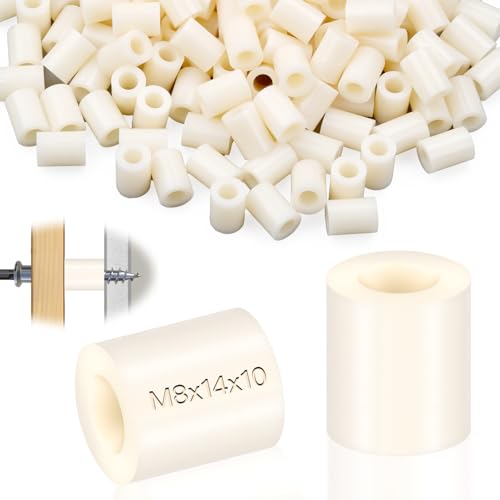 SWTYExt Distanzhülsen Kunststoff M8 Runde Abstandshalter 50 Stk ABS Distanzscheiben Nylon Unterlegscheiben 14x10 mm Isolierung Beilagscheiben Weiß für M8 Abstandshalter Schrauben von SWTYExt