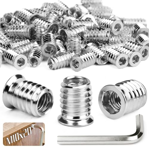 SWTYExt 40 Stück Einschraubmutter M10x20mm Gewindeeinsatz Holz M10 Einschraubmuttern Hex Innensechskant Gewindehülsen Verzinktem für Stahl Kiefer Sperrholz Verbundplatten SWTYExt 40 Stück Einschraubmutter M10x20mm Gewindeeinsatz Holz M10 Einschraubmuttern Hex Innensechskant Gewindehülsen Verzinktem für Stahl Kiefer Sperrholz Verbundplatten von SWTYExt
