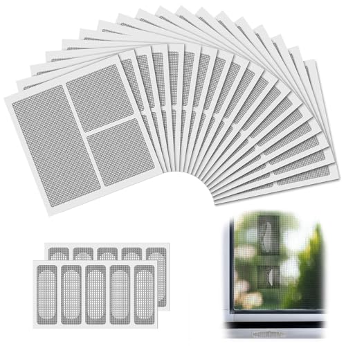 SWTYExt Fliegengitter Reparatur Set 20 Stück Fliegengitter Reparatur Klebeband Insektenschutz Fliegengitter Reparatur Klebeband Grau Fliegennetz Selbstklebend für Tür Fenster Trampolin Netz von SWTYExt