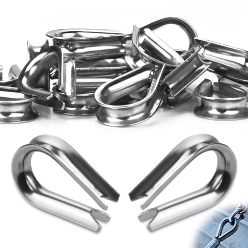 SWTYExt M2 Drahtseil Kauschen 25 Stück Stainless Steel Kausche 2mm 304 Edelstahl Kabelkausche für Drahtseilklemmen Stahlseil Wäscheleine Forstseil Markise Fixiert von SWTYExt