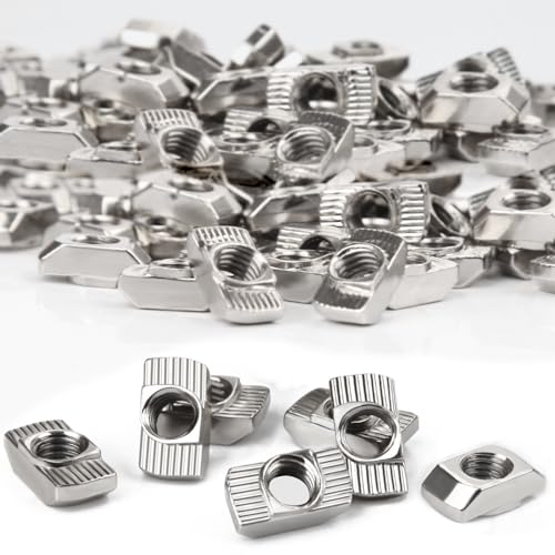 SWTYExt 60 Stück Nutensteine Hammerkopfmutter 8mm Nut 8 M6 Gewinde 3030 Alu Profil T-Slot Nutmuttern Kohlenstoffstahl Hammermutter für Aluminiumprofil Extrusionsschlitz Schiene(EU30-M6 ×15.5×8) von SWTYExt