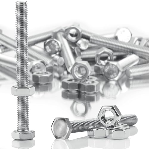 SWTYExt Sechskantschrauben M6 x 60 mm Bolzen und Sechskantmutter Set DIN 933 / ISO 4017 Edelstahlschrauben A2 V2A Schrauben Außensechskant Vollgewinde Maschinenschrauben(20 Sätze) von SWTYExt