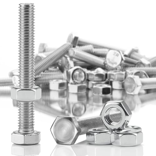 SWTYExt Sechskantschrauben M8 x 60 mm Bolzen und Sechskantmutter Set DIN 933 / ISO 4017 Edelstahlschrauben A2 V2A Außensechskant Vollgewinde Schrauben mit Metrischem Maschinenschrauben (15Sätze) von SWTYExt