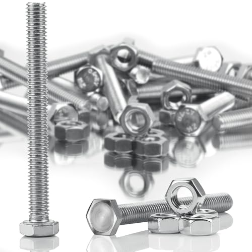 SWTYExt Sechskantschrauben M8x100 mm Bolzen und Sechskantmutter Set DIN 933/ISO 4017 Edelstahlschrauben A2 V2A Außensechskant Vollgewinde Schrauben mit Metrischem Maschinenschrauben (10Sätze) von SWTYExt
