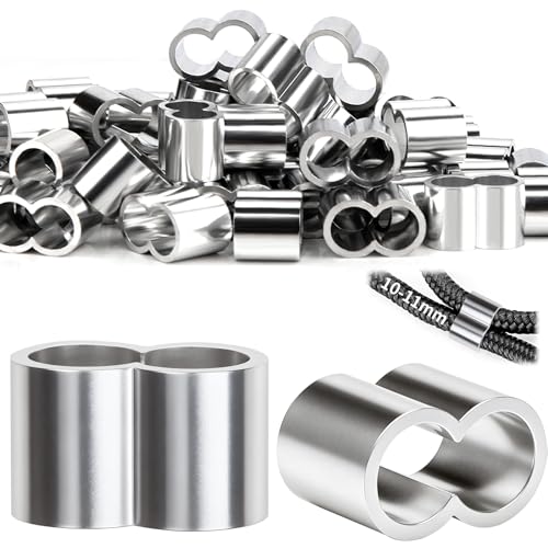 SWTYExt Seilklemme 10 mm Quetschhülsen 40 Stück Seilklemmen aus Aluminium Pressklemmen Doppelhülsen Würgeklemmen Crimpschlaufe für Gummiseil Anhängerplane Expanderseil Planenseil Befestigen von SWTYExt