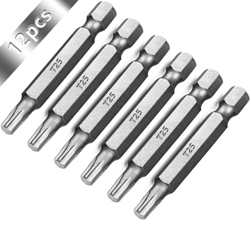 SWTYExt T25 Bit Lang 50 mm Torx Bit T25 Ersatz Bits Torx Chrom-Vanadium-Stahl Bit Set Torx Bit-Sortiment Bitsatz Torx für Schrauberbits(12 Stück) von SWTYExt