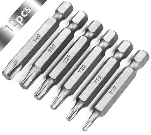 SWTYExt Torx Bit Set, 12 Stück Torx Bit Lang 50 mm Ersatz Bits Torx Bit-Sortiment Bitsatz Torx für Schrauberbits(T10,T15,T20,T25,T30,T40) von SWTYExt