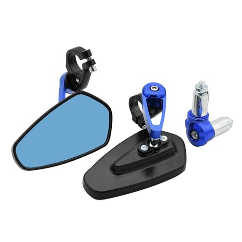 Motorrad-Seitenspiegel Motorrad Rückspiegel 7/8 Zoll 22 mm CNC-Spiegel, universeller Blauer Glas-Scooter-Lenkerspiegel, passend für Sur-Ron SurRon Light Bee S & X(I) von SWVYDC