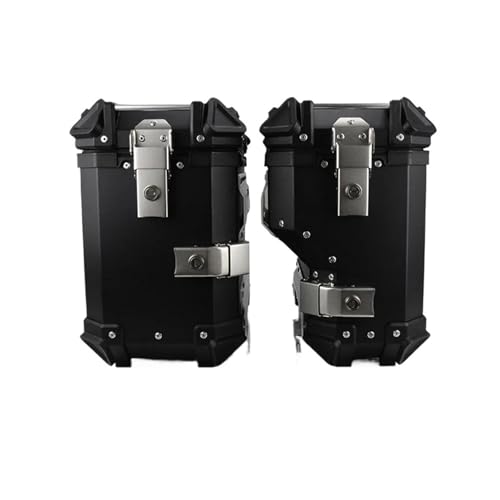 SWVYDC Motorradkoffer 38L Universal Motorrad Hinten Top Box Seite Gepäck Fall Lagerung Trunk Lock Reise Aluminium Legierung Werkzeug Box Helmkoffer für(35L Black (1 Pair)) von SWVYDC