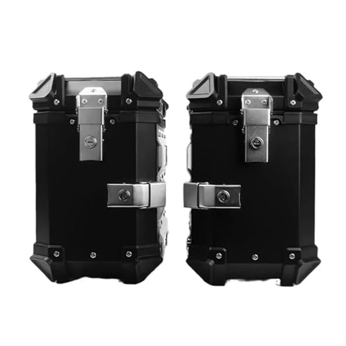 SWVYDC Motorradkoffer 38L Universal Motorrad Hinten Top Box Seite Gepäck Fall Lagerung Trunk Lock Reise Aluminium Legierung Werkzeug Box Helmkoffer für(38L Black (1 Pair)) von SWVYDC