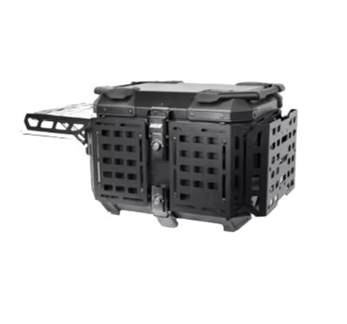 SWVYDC Motorradkoffer Motorrad Top Hinten Gepäck Fall Dicke Rüstung Aluminium Motorrad Trunk Tail Motorrad Helm Box Werkzeug Box Helmkoffer für(45L-Black) von SWVYDC