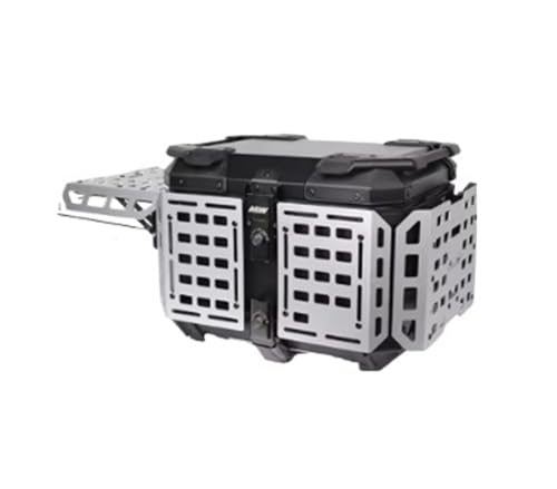 SWVYDC Motorradkoffer Motorrad Top Hinten Gepäck Fall Dicke Rüstung Aluminium Motorrad Trunk Tail Motorrad Helm Box Werkzeug Box Helmkoffer für(45L-Silver) von SWVYDC