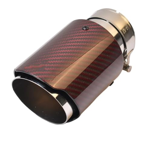 SWVYDC dschalldämpfer 1PC Auto Modifikation glänzend Twill Red Carbon gerade Schwanz Ende Rohr Edelstahl Auspuffspitze Modifiziertes Zubehör(67-101mm) von SWVYDC