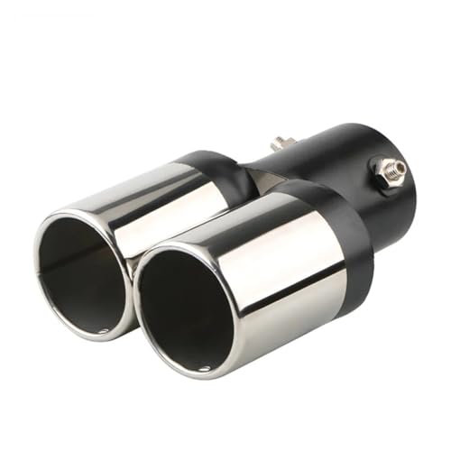 dschalldämpfer 1 STÜCKE 2,5 "Einlass Endrohr Auto Styling Auto Auspuff Trim Schalldämpfer Rohr Schwanz Edelstahl Gebogene Doppel Outlet Modifiziertes Zubehör(Blackchrome Straight) von SWVYDC