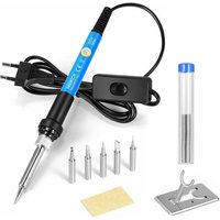 Digitale Anzeige Lötkolben Kit Lötstation Set , 9-in-1-Set, 5 Lötkolbenspitzen, Lötdraht, Lötkolbenständer, einstellbare Temperatur 200–450 ℃ von SWYEOOT