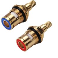 Swyeoot - 1 Paar Wasserhahn Ersatz-Ventil 20 Gänge Messing Keramik Scheibenhahnventil 1/2 Zoll Vierteldrehung mit Schraube 20 Kerben x 51 mm Swyeoot - 1 Paar Wasserhahn Ersatz-Ventil 20 Gänge Messing Keramik Scheibenhahnventil 1/2 Zoll Vierteldrehung mit Schraube 20 Kerben x 51 mm von SWYEOOT