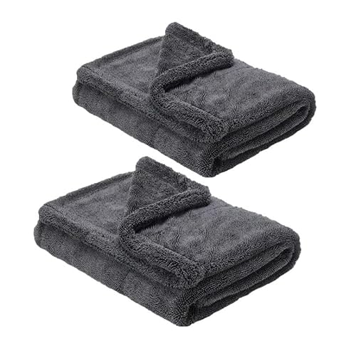 DryVality - Auto Trockentuch XXL Ultra Saugstarke 1400 GSM Motorrad Twisted Towel mikrofasertuch(2 Stück Grau,60X90CM) von SWZEC