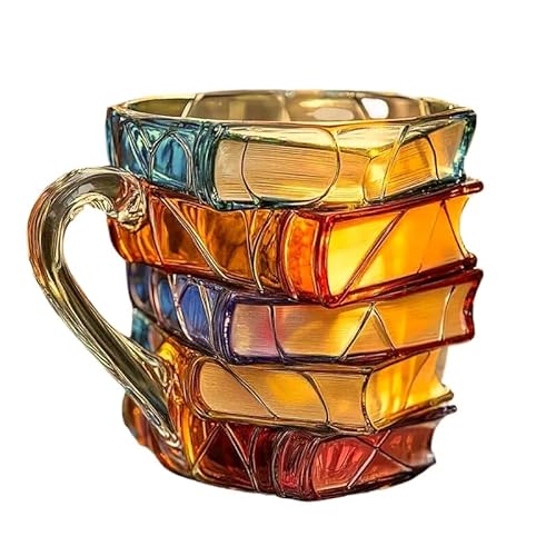 SWZEC Festberg BooksMug Bemalte Buchtasse, neuartige 3D-bemalte Bücher-Kaffeetassen, einzigartige Bücher-Stapelkaffeetasse, Geschenksammlung für Literaturliebhaber(1x BooksMug) von SWZEC