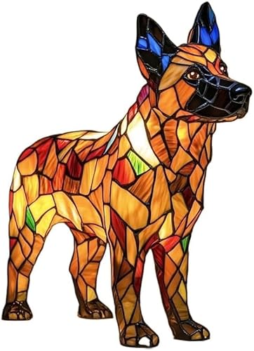 SWZEC Gartenstadl Leuchthund Handgefertigte Lampe, die Herzen erstrahlen lässt(Deutscher Schäferhund) von SWZEC