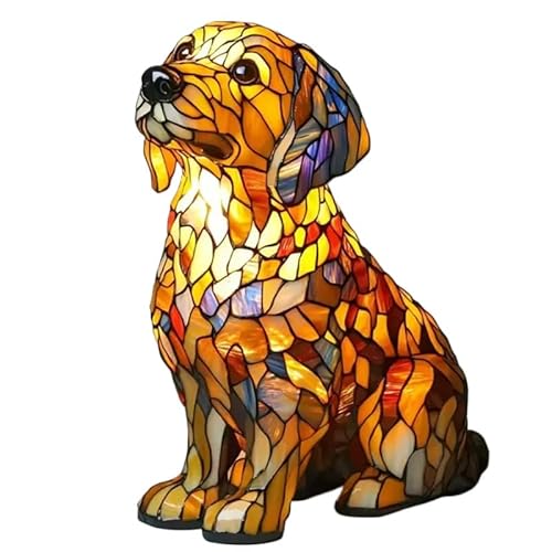 SWZEC Gartenstadl Leuchthund Handgefertigte Lampe, die Herzen erstrahlen lässt(Golden Retriever) von SWZEC