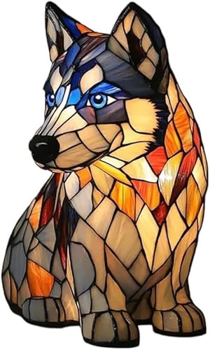 SWZEC Gartenstadl Leuchthund Handgefertigte Lampe, die Herzen erstrahlen lässt(Husky) von SWZEC