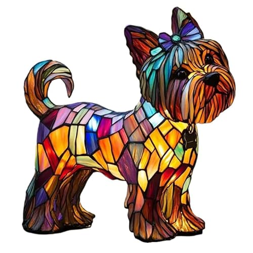 SWZEC Gartenstadl Leuchthund Handgefertigte Lampe, die Herzen erstrahlen lässt(Yorkshire Terrier) von SWZEC