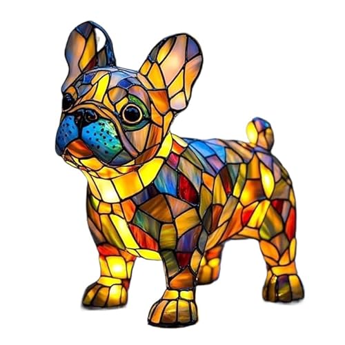 SWZEC Gartenstadl Leuchthund - handgefertigte Lampe, die Herzen erstrahlen lässt(Französische Bulldogge) von SWZEC